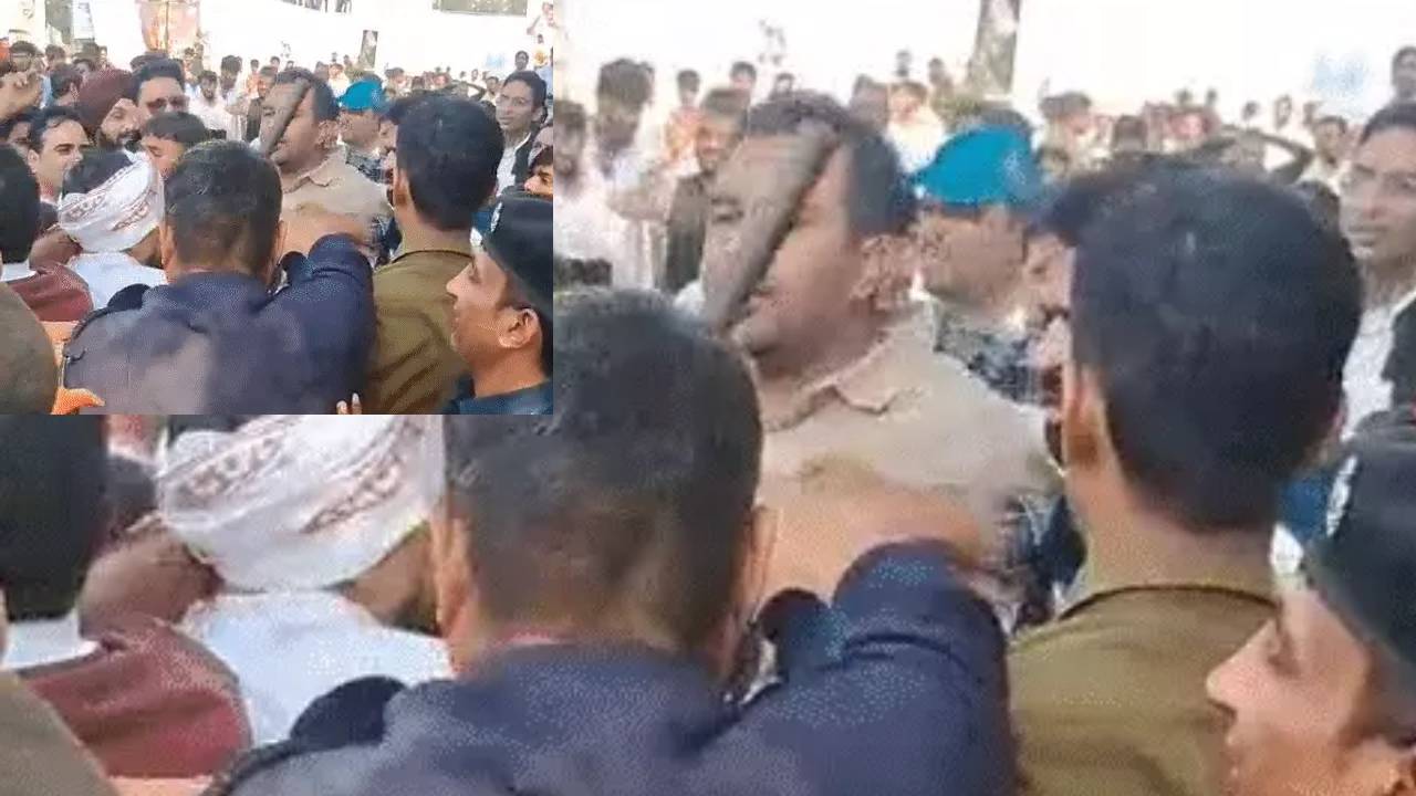 ​CM आवास घेरने से पहले कांग्रेस के कार्यकर्ताओं और पुलिस में धक्का-मुक्की