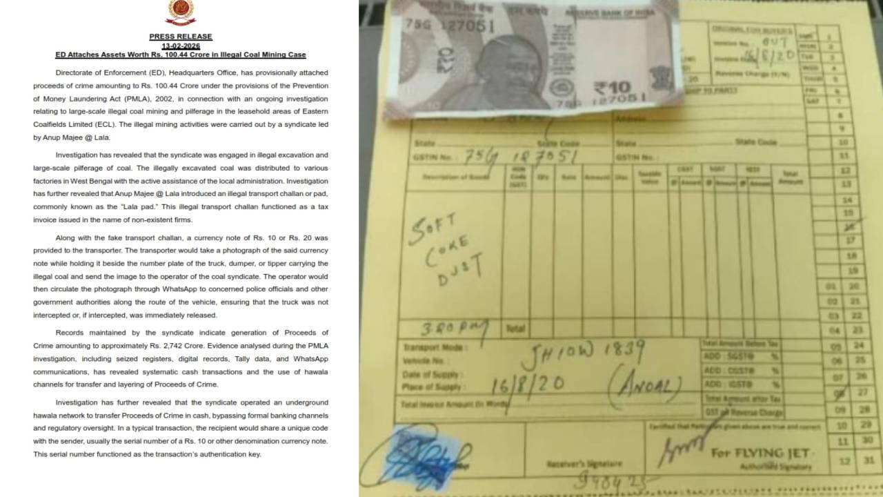 ​ईडी ने अवैध कोयला खनन मामले में 100.44 करोड़ रुपये की संपत्ति कुर्क की