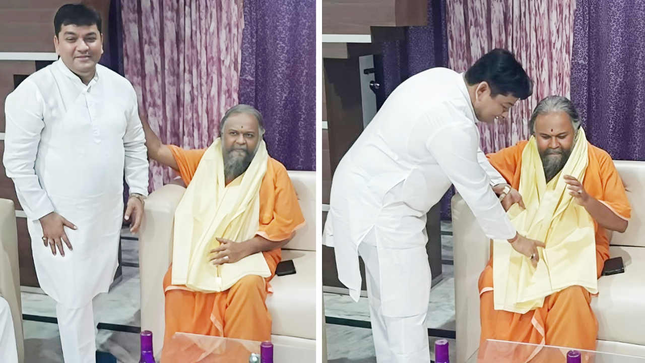 ​साजसेवी कृष्णा प्रसाद के कार्यालय में स्वामी निर्गुणानंद का दिव्य आगमन, आध्यात्मिक ऊर्जा से सराबोर हुआ वातावरण