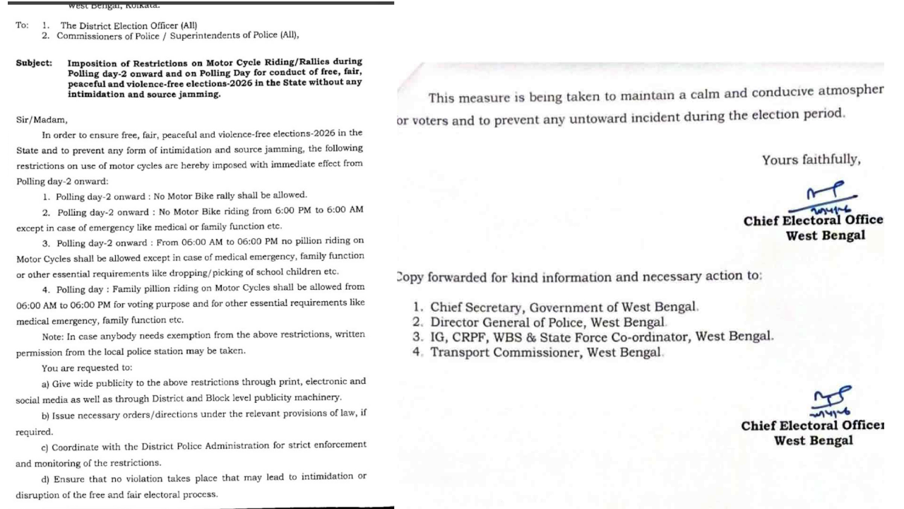 ​निष्पक्ष चुनाव के लिए सख्ती, बाइक रैलियों और पिलियन सवारी पर प्रतिबंध