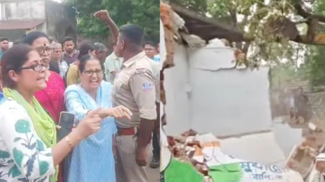 ​अतिक्रमण पर बड़ी कार्रवाई:डीएसपी-आईएसपी का बुलडोजर अभियान, टीएमसी कार्यालय समेत कई निर्माण ध्वस्त